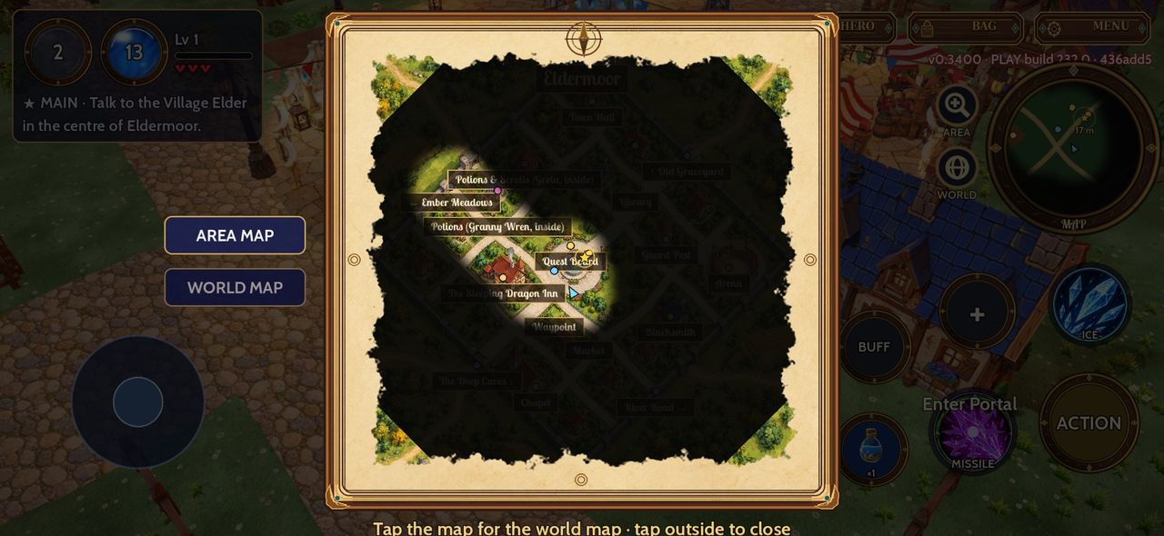 WIZY RPG Eldermoor area map with fog of war