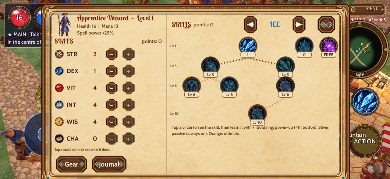 Apprentice Wizard stats and Ice skill tree