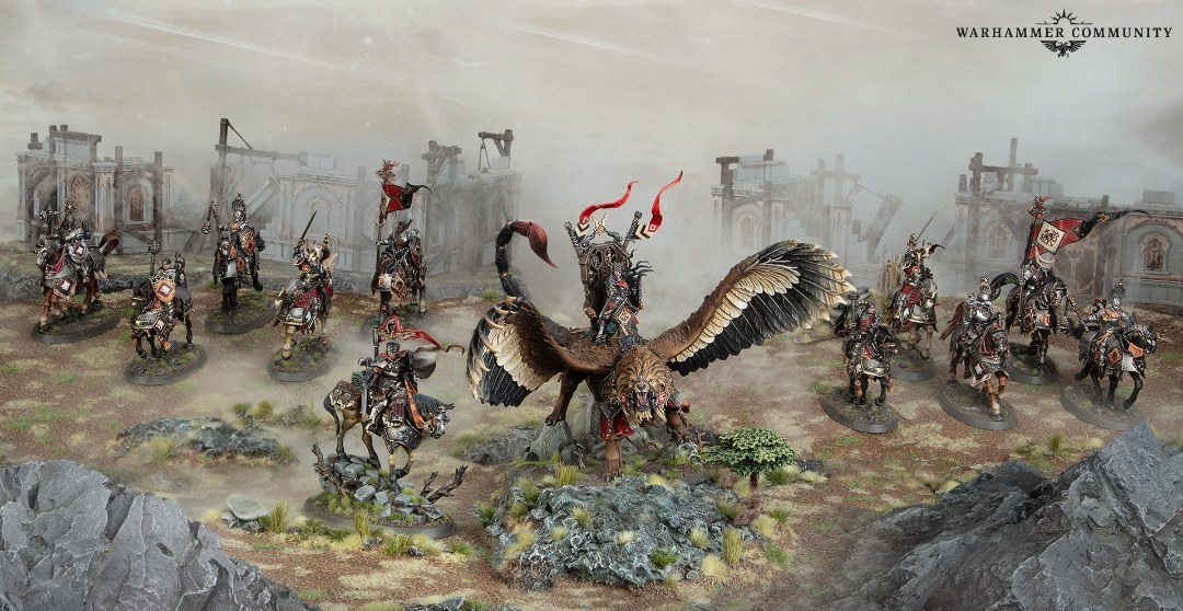 Cities of Sigmar Knights of Hammerhal battleforce with Tahlia Vedra on her winged mount and Freeguild Cavaliers
