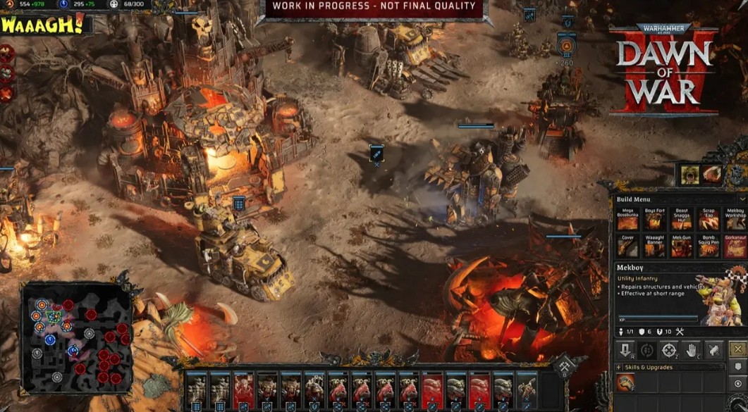 An Ork base with the WAAAGH! meter in Dawn of War IV