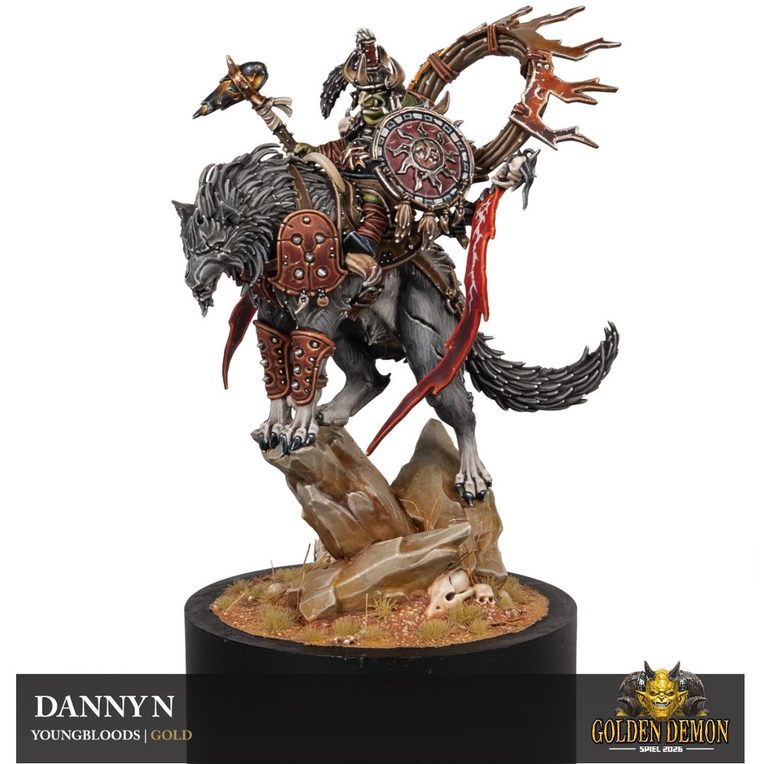 Orruk wolf rider on a rock, painted by Danny N