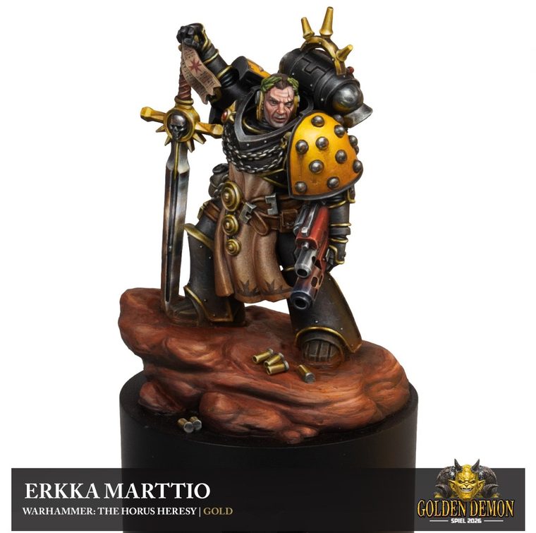 Black and yellow Legion officer with a sword, painted by Erkka Marttio