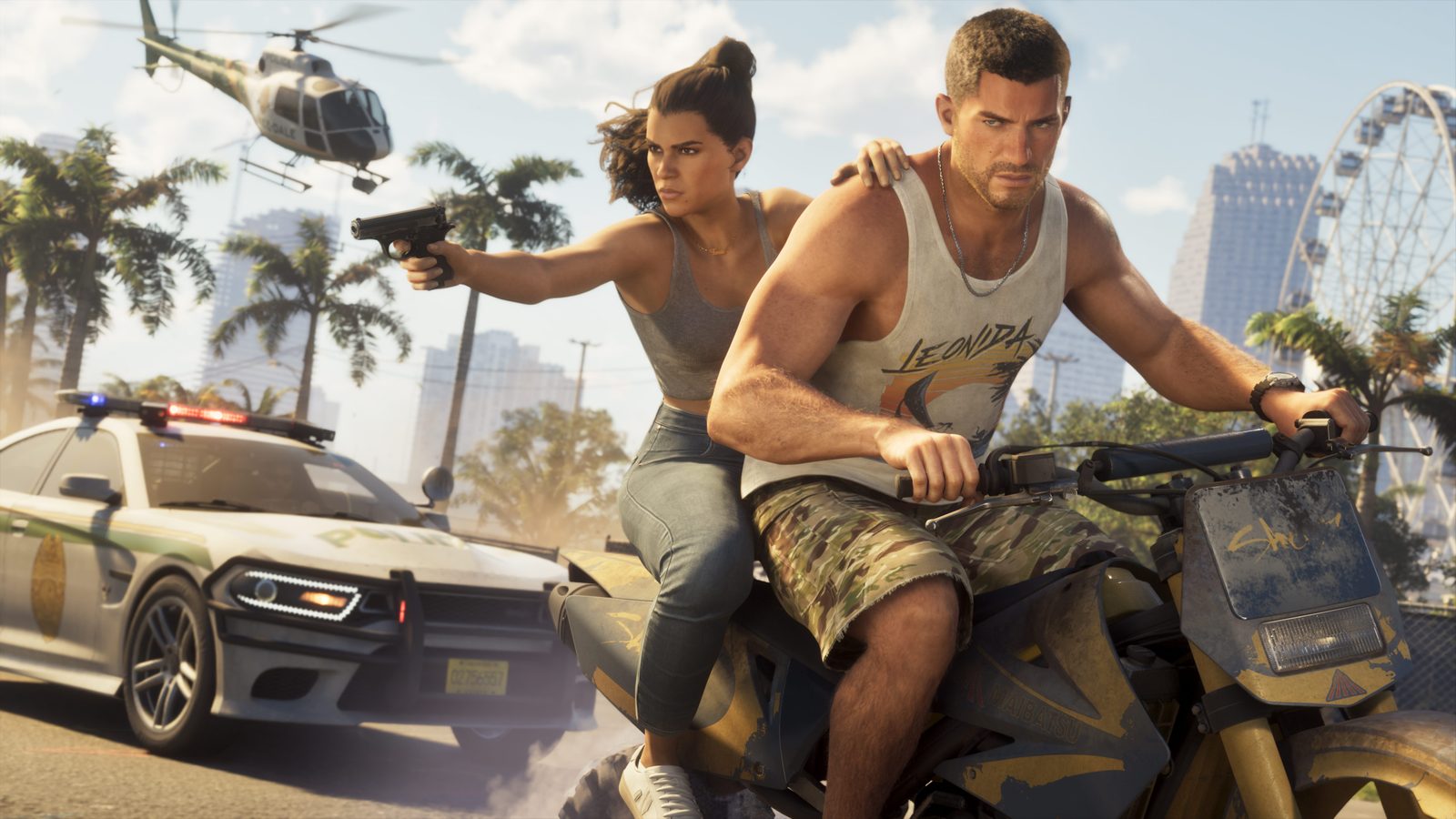 Lucia and Jason escaping the police on a dirt bike in GTA 6