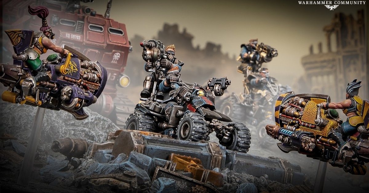Orlock fighters riding quads and bikes through the ash wastes