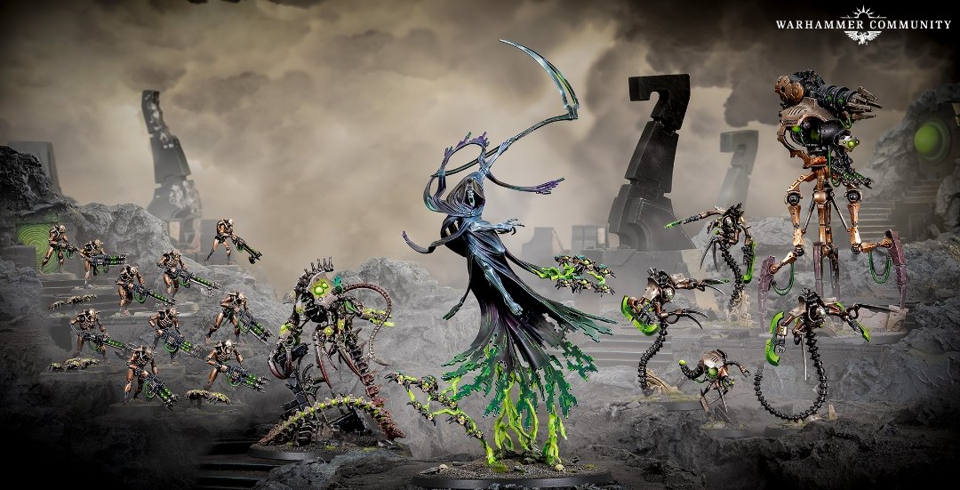Necrons Battleforce: the C'tan Shard of the Nightbringer, Ophydian Destroyers, a Canoptek Doomstalker and Necron Warriors