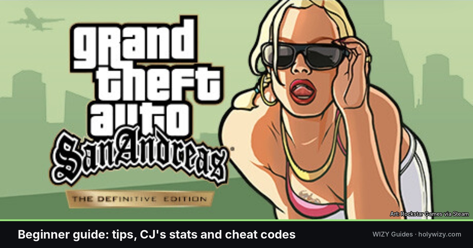 GTA San Andreas Definitive Edition official Steam artwork, above the guide title