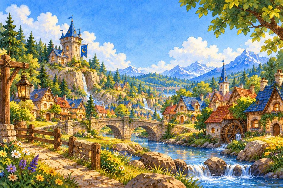 Page 3: WIZY's tower beside a sunny village